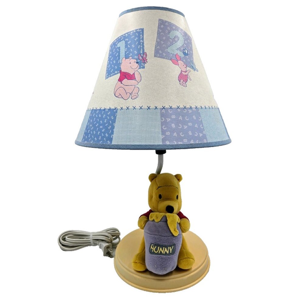 Vintage Disney Winnie The Pooh Lamp Plush Nursery Baby Numbers Read